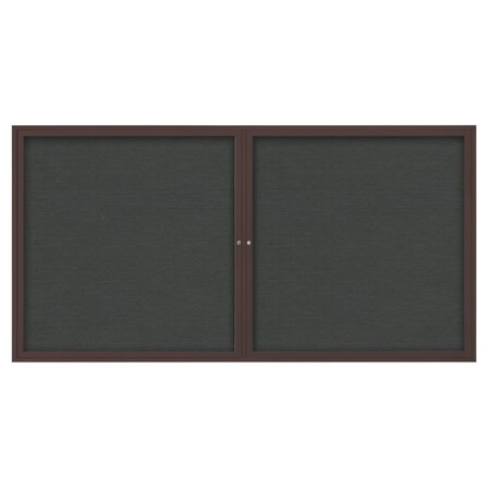 United Visual Products 72"x36" 3-Door Enclosed Outdoor Letterboard, Grey Felt/Bronze UV1163D-BRONZE-GREY